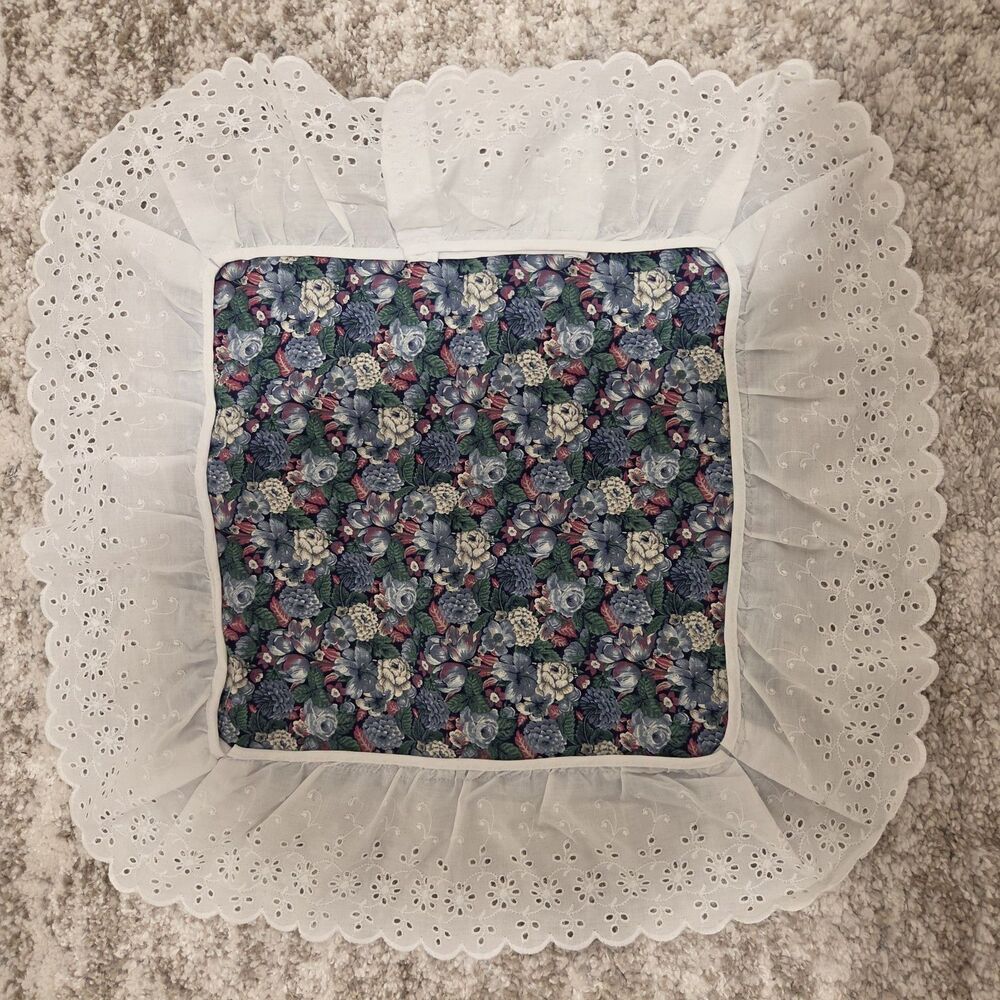 Vintage 80s 90s Lot Of 5 Pillow Cases Floral Lace Trim Cottagecore Grannycore - Picture 9 of 15